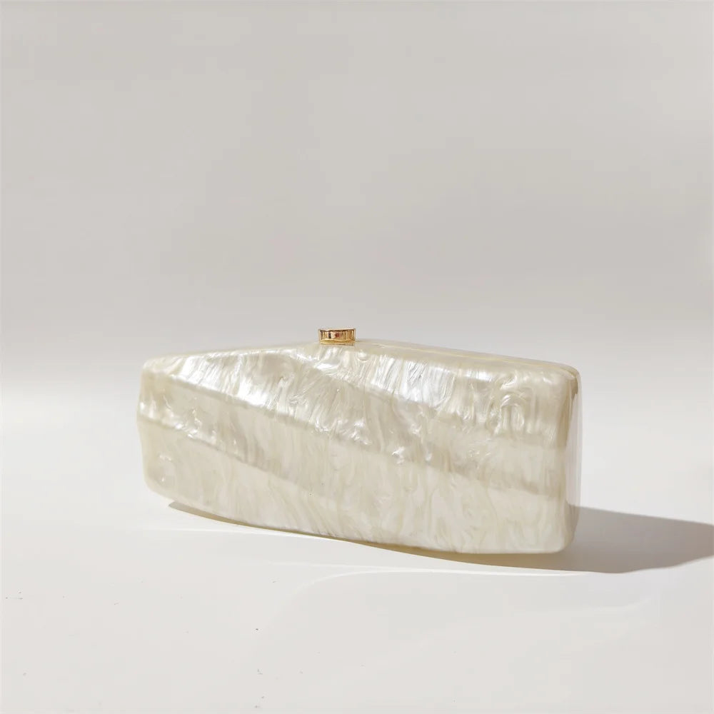 Women Pearl Beige Marble Acrylic Box