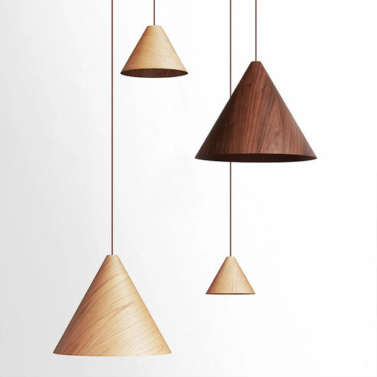 Nordic Wood Cone Ceiling Pendant Light Fixture Single Modern Home Table Kitchen Island Hanging Lamp for Dining Room Restaurant