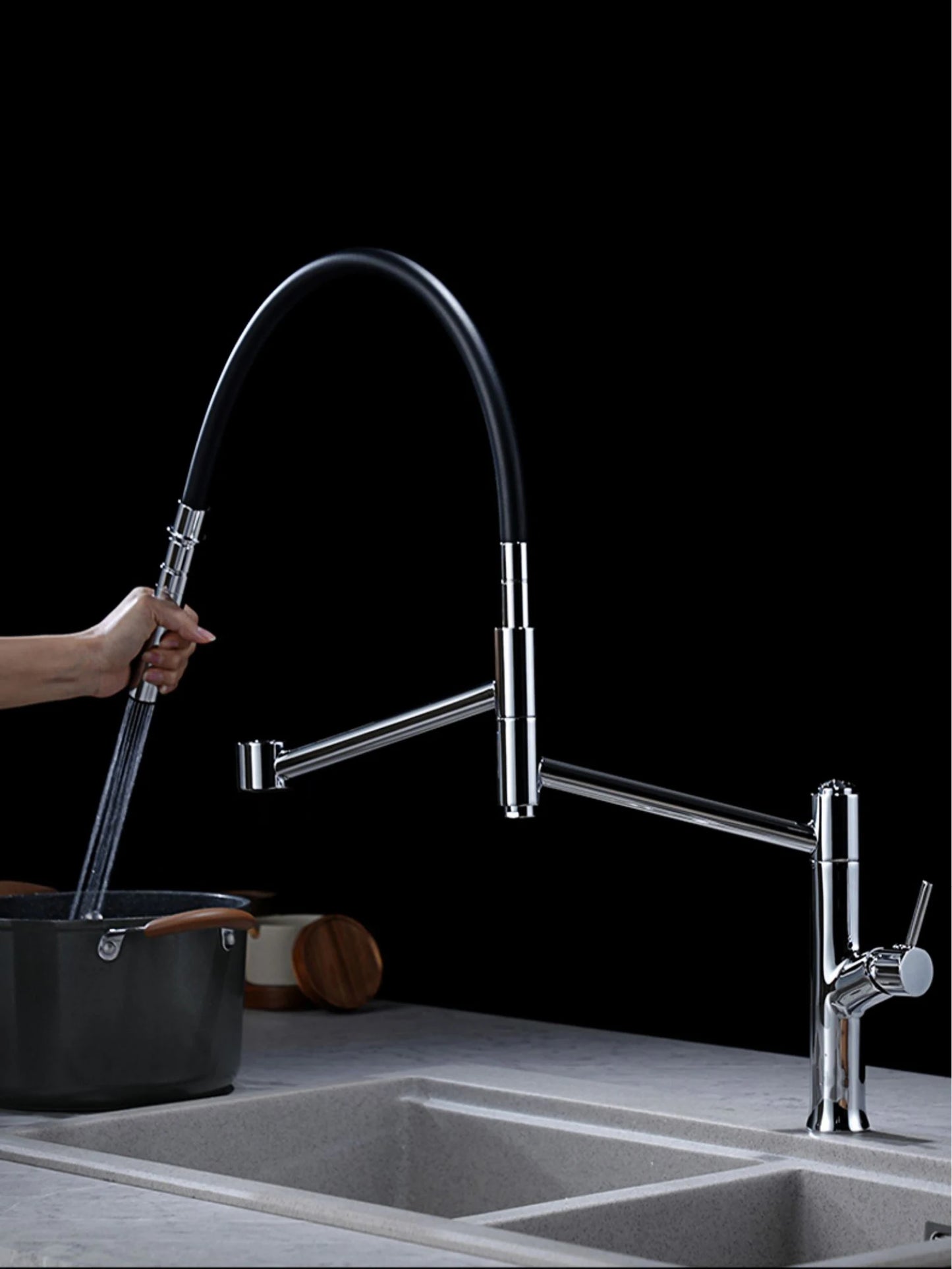 LUXURY CHROME BRASS KITCHEN FAUCET MIXER