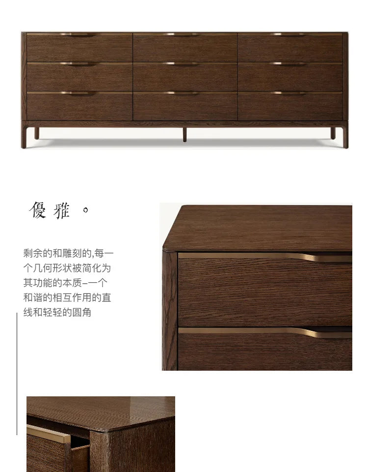 /American Country Solid Wood Brown Chest Padua 6 Drawer Dresser Bedroom Living Room Storage Cabinet Locker