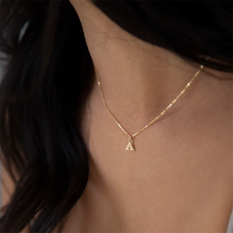 14K Gold Filled Dainty Letter Necklace personalized Name Choker Necklace Tarnish Resistant Jewelry Boho Necklace for Women