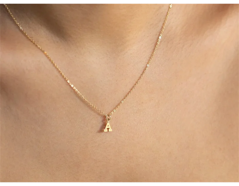 14K Gold Filled Dainty Letter Necklace personalized Name Choker Necklace Tarnish Resistant Jewelry Boho Necklace for Women