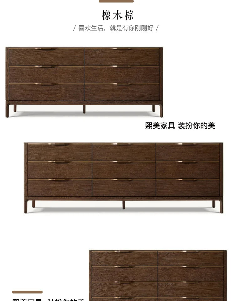 /American Country Solid Wood Brown Chest Padua 6 Drawer Dresser Bedroom Living Room Storage Cabinet Locker